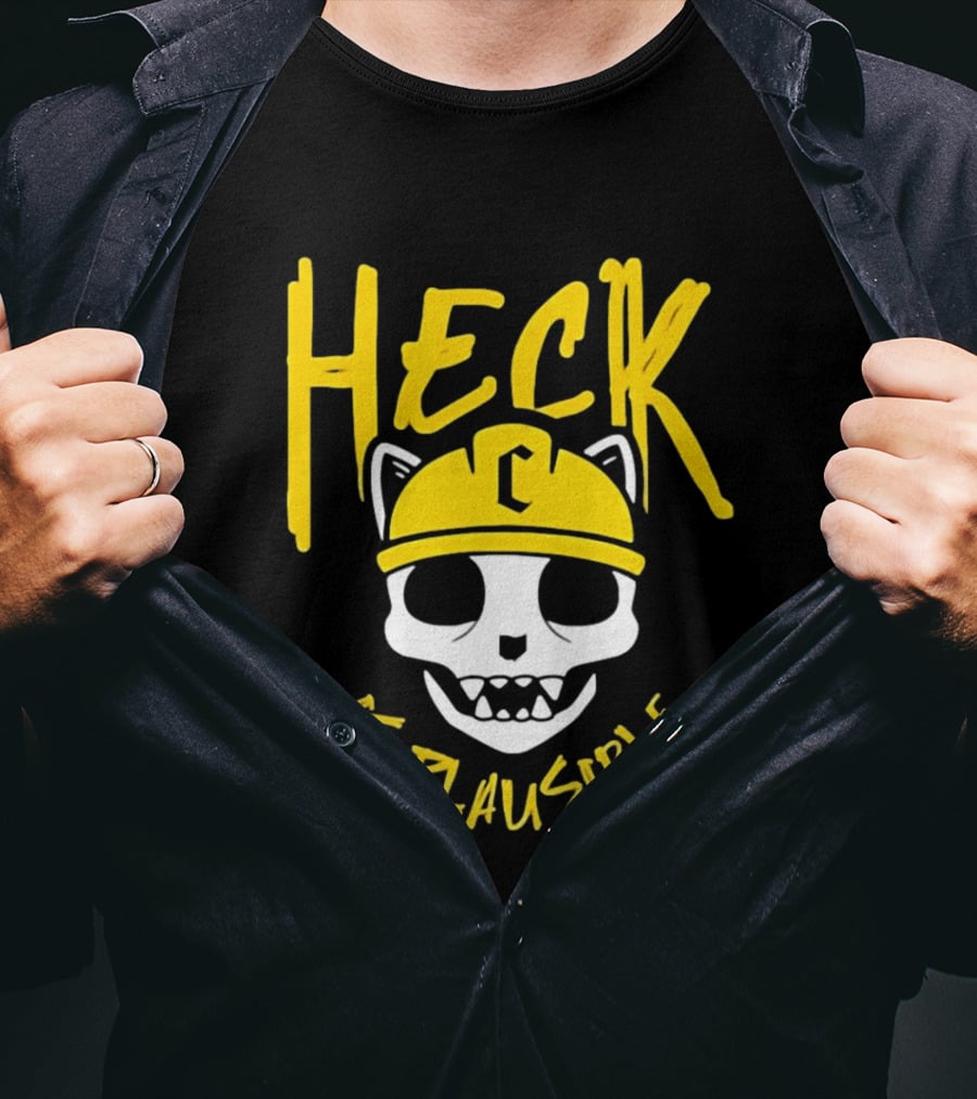Heck Is Plausible Cat Skull Construction Helmet T-Shirt