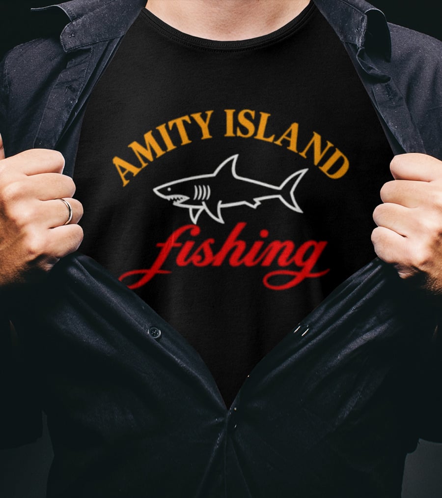 Amity Island Fishing Shark Jaws T-Shirt