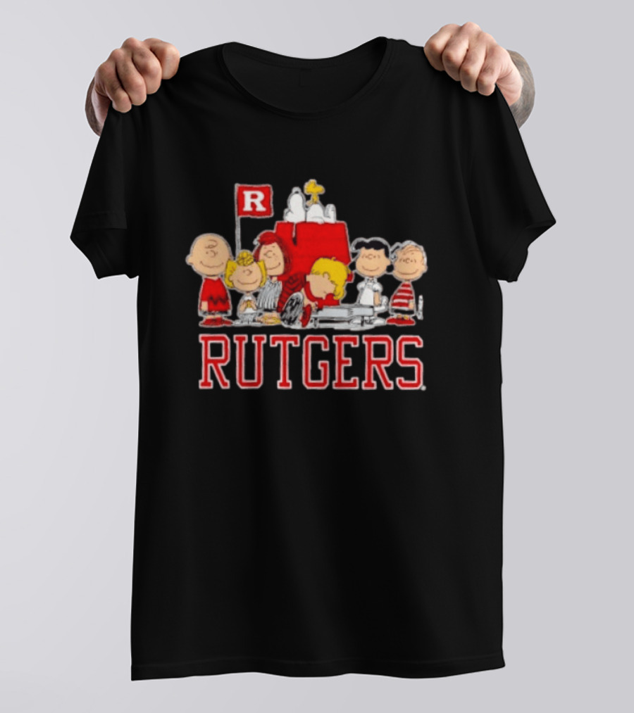 Peanuts Characters Rutgers Scarlet Knights Snoopy Woodstock Lucy Charlie Brown T-Shirt