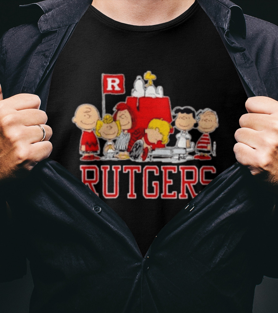 Peanuts Characters Rutgers Scarlet Knights Snoopy Woodstock Lucy Charlie Brown T-Shirt