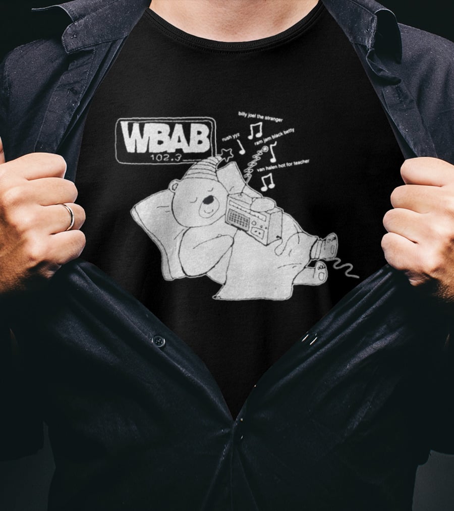 WBAB 102.3 Sleeping Bear Music Notes Radio Billy Joel The Stranger Rush YYZ T-Shirt