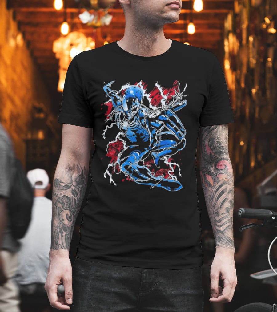 Punisher Spider Man Mashup Marvel Comics Blue Venom Transformation T-Shirt