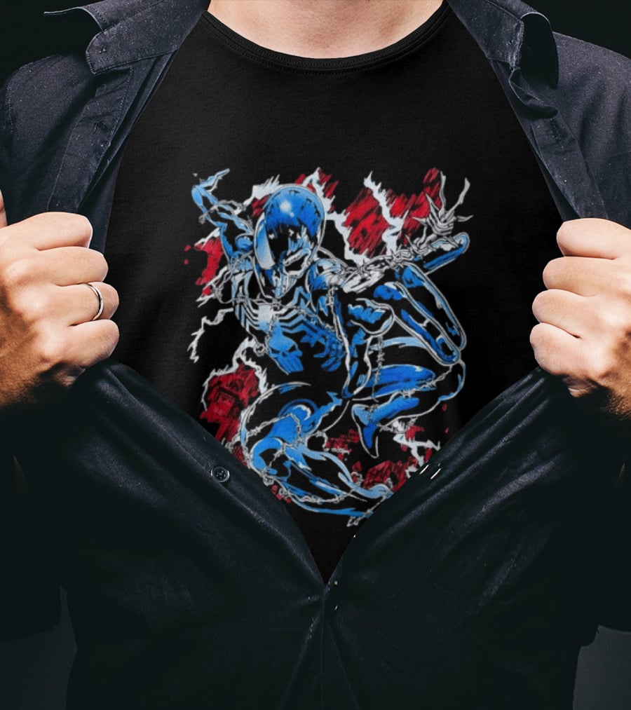 Punisher Spider Man Mashup Marvel Comics Blue Venom Transformation T-Shirt