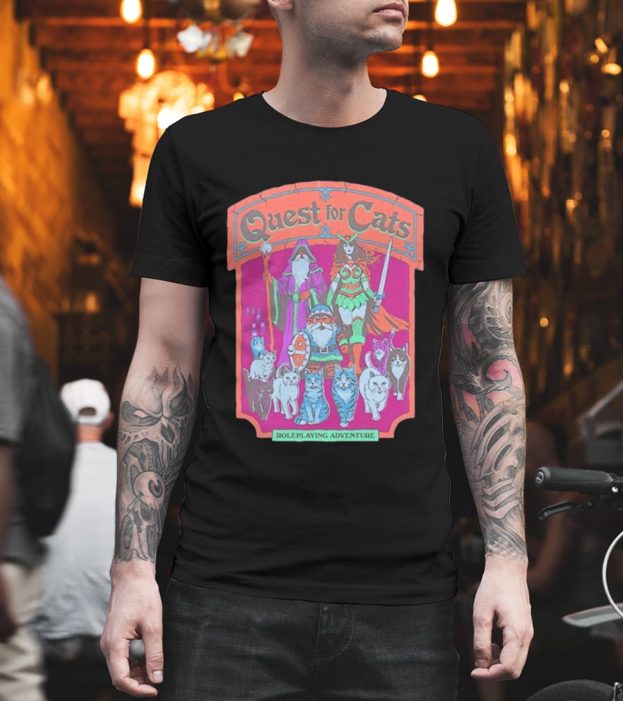 Quest For Cats Fantasy Roleplaying Adventure Mage Warriors And Cats T-Shirt