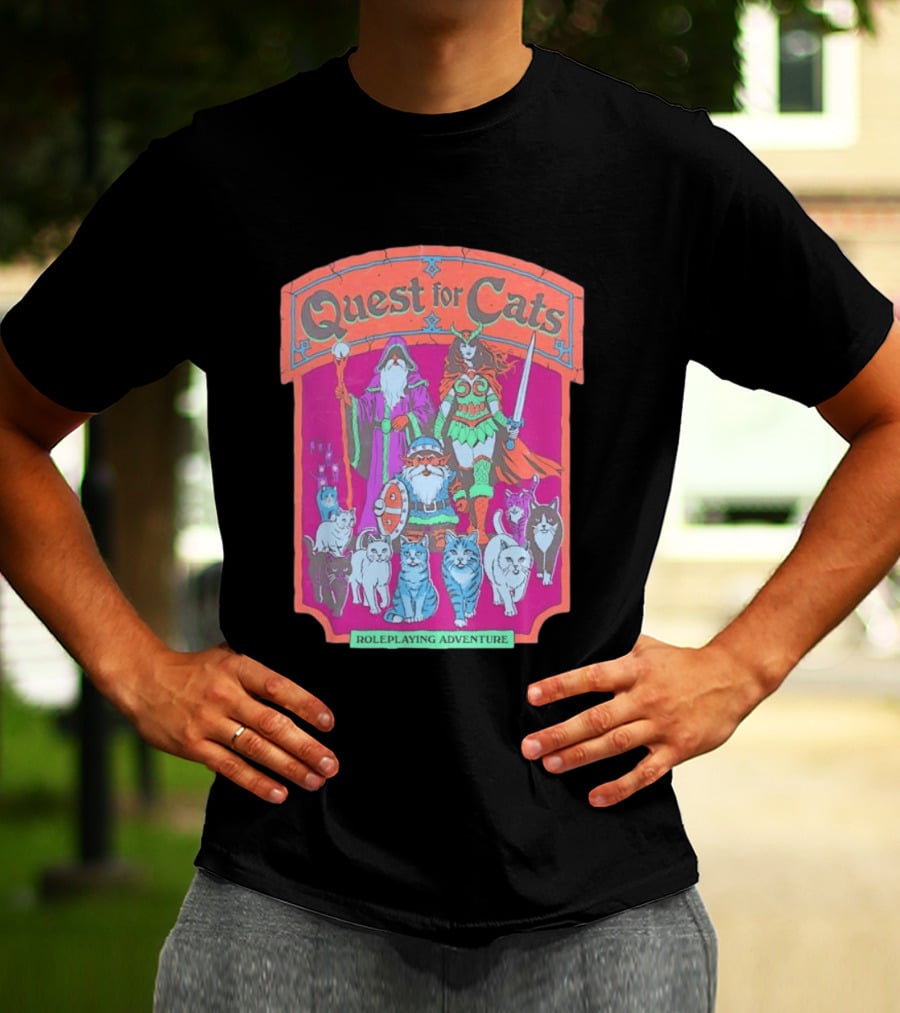 Quest For Cats Fantasy Roleplaying Adventure Mage Warriors And Cats T-Shirt