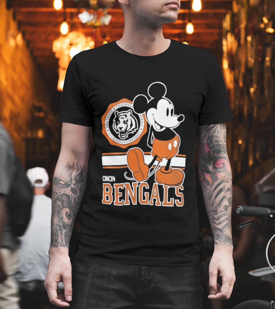 Mickey Mouse Cincinnati Bengals Football Tiger T-Shirt