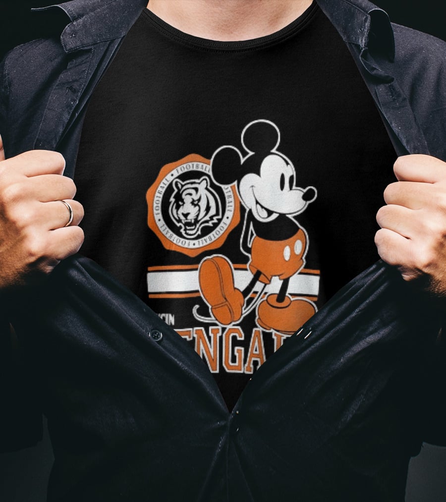 Mickey Mouse Cincinnati Bengals Football Tiger T-Shirt