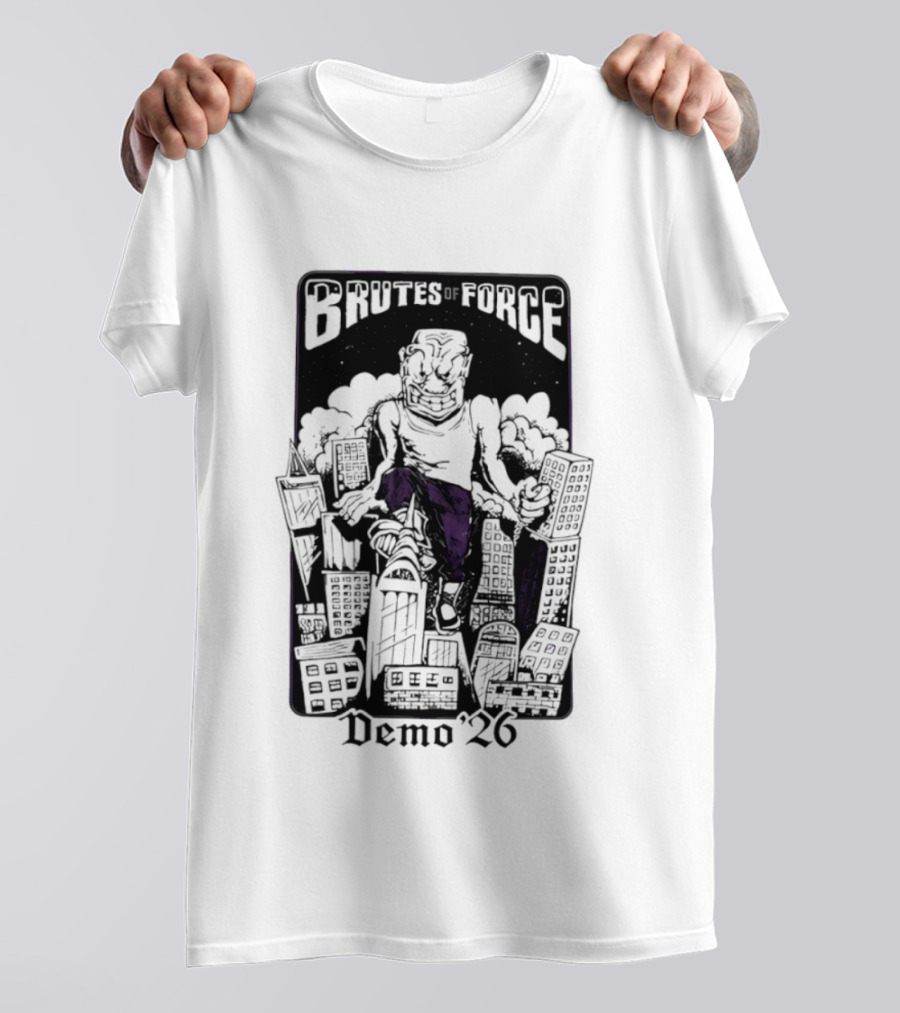 Brutes Of Force Demo '26 Hardcore Punk Band Monster Destroying City T-Shirt