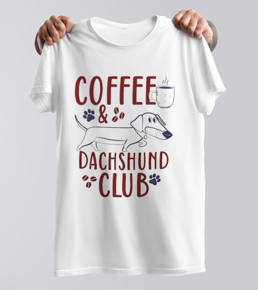 Coffee And Dachshund Club Paw Print Caffeine Espresso T-Shirt