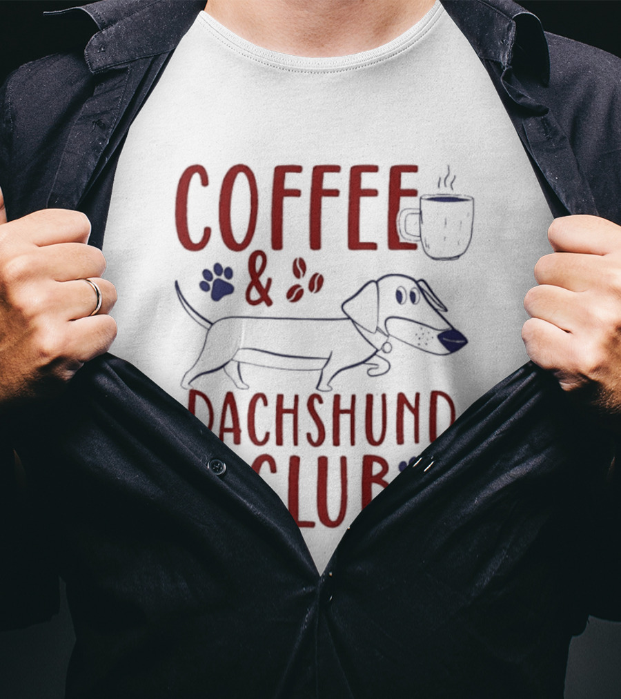 Coffee And Dachshund Club Paw Print Caffeine Espresso T-Shirt