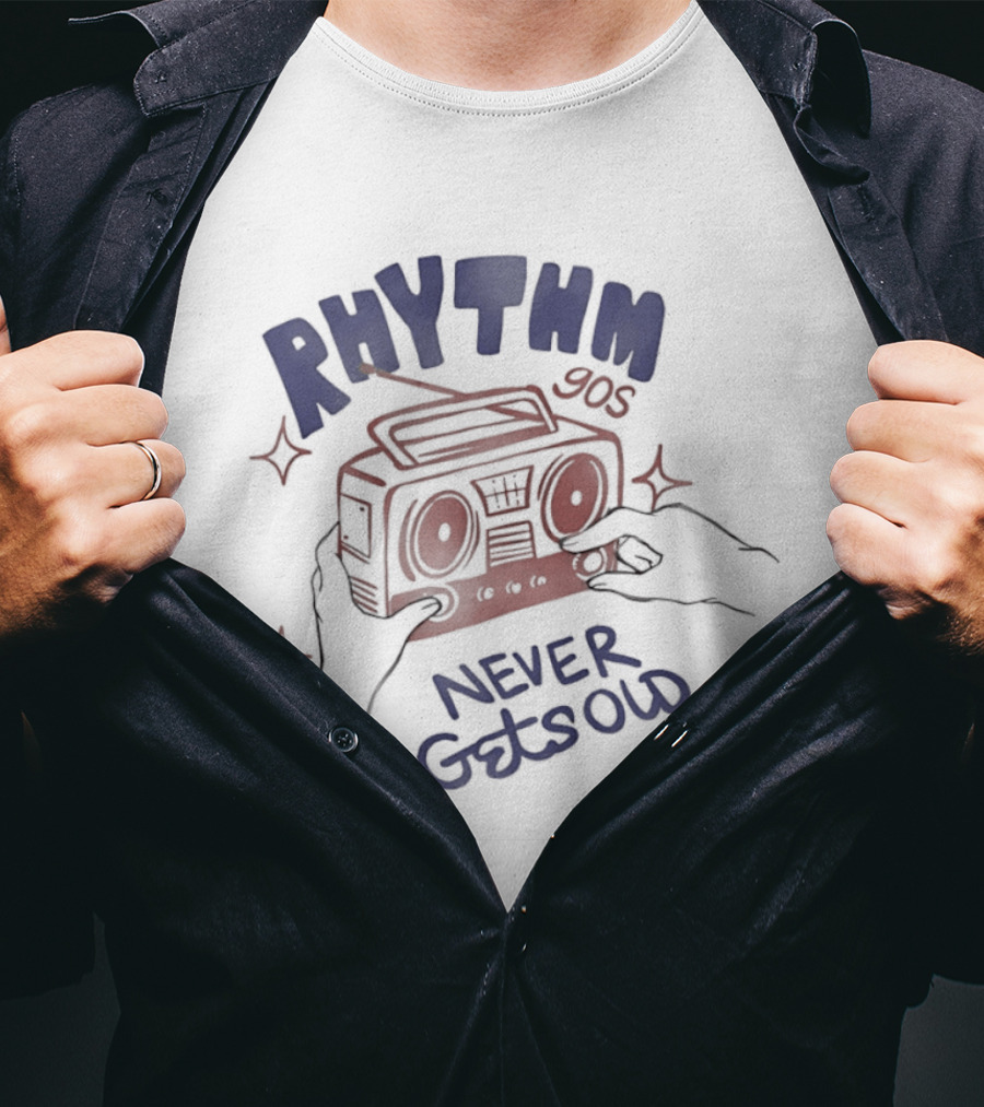 Rhythm 90s Boombox Never Gets Old Retro Music Vibes T-Shirt