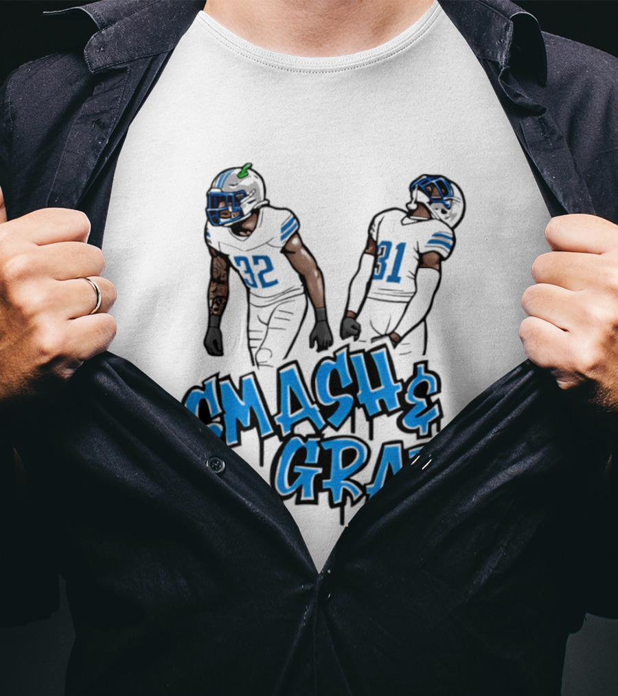 Detroit Lions Smash And Grab Football Players 32 And 31 Sports Fan Gear T-Shirt