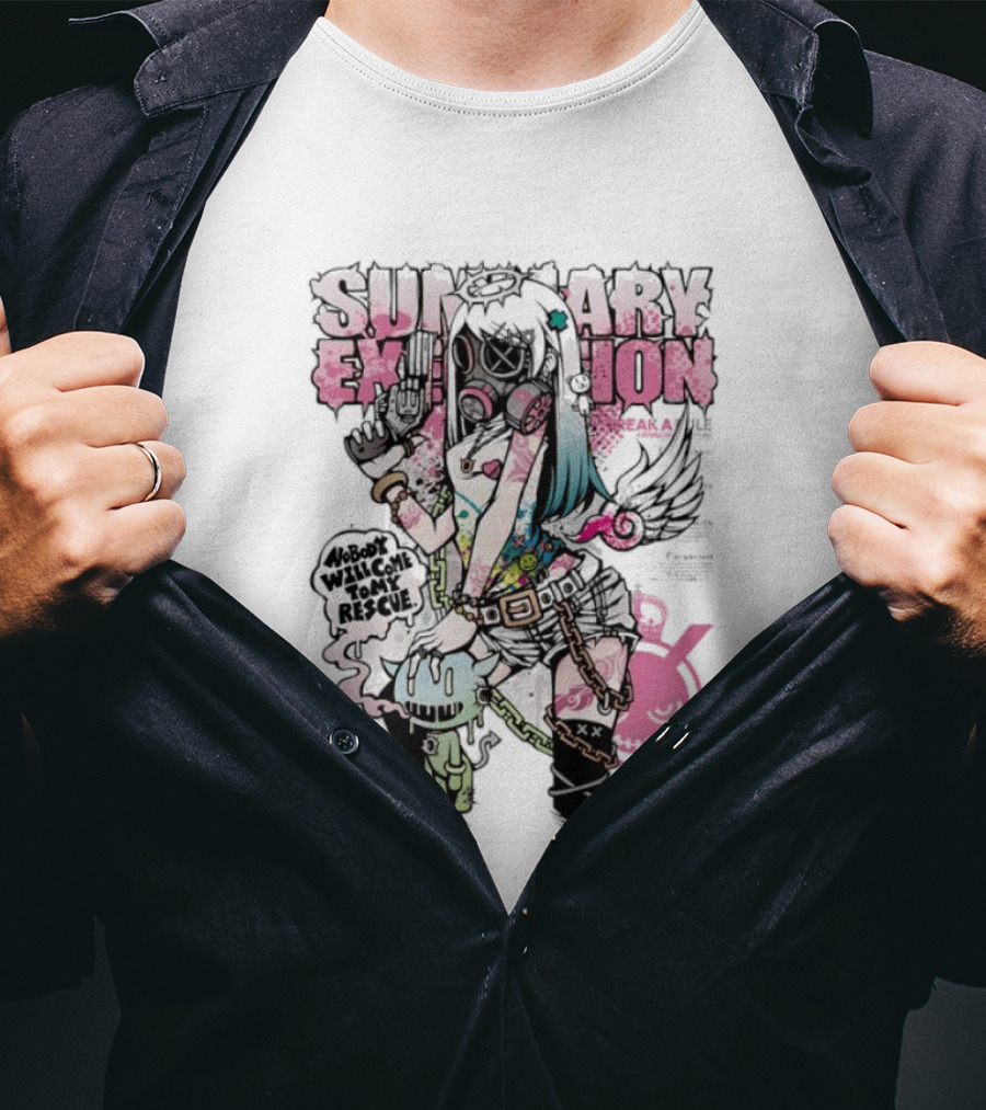 Summary Exhibition Nobody Will Come To My Rescue Execute You Project CK T-Shirt