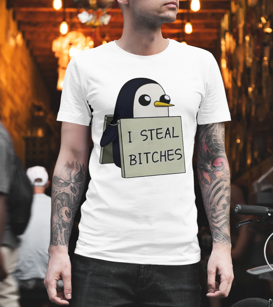 Gunter The Penguin I Steal Bitches Adventure Time Iconic Character Humor T-Shirt