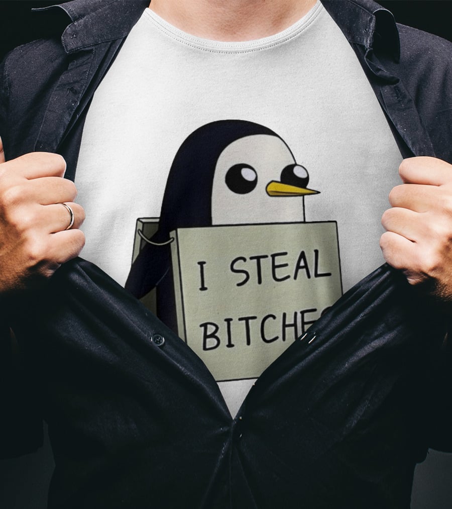 Gunter The Penguin I Steal Bitches Adventure Time Iconic Character Humor T-Shirt