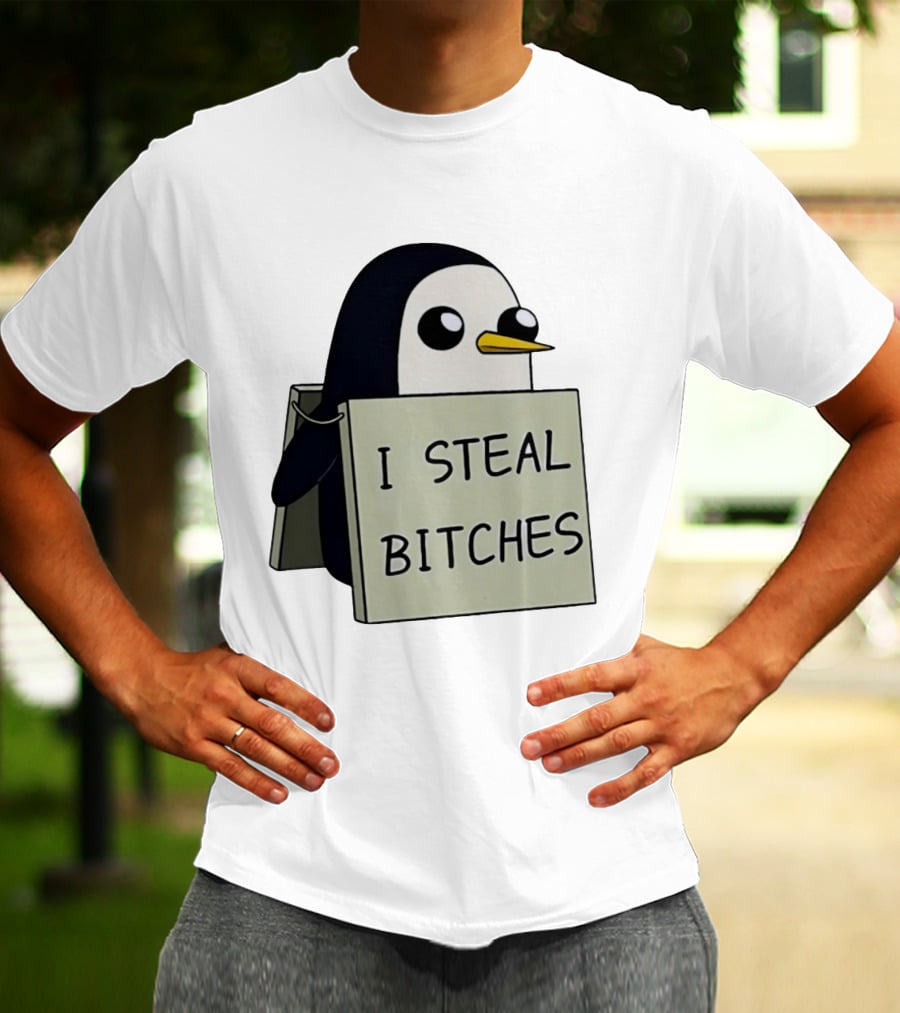 Gunter The Penguin I Steal Bitches Adventure Time Iconic Character Humor T-Shirt