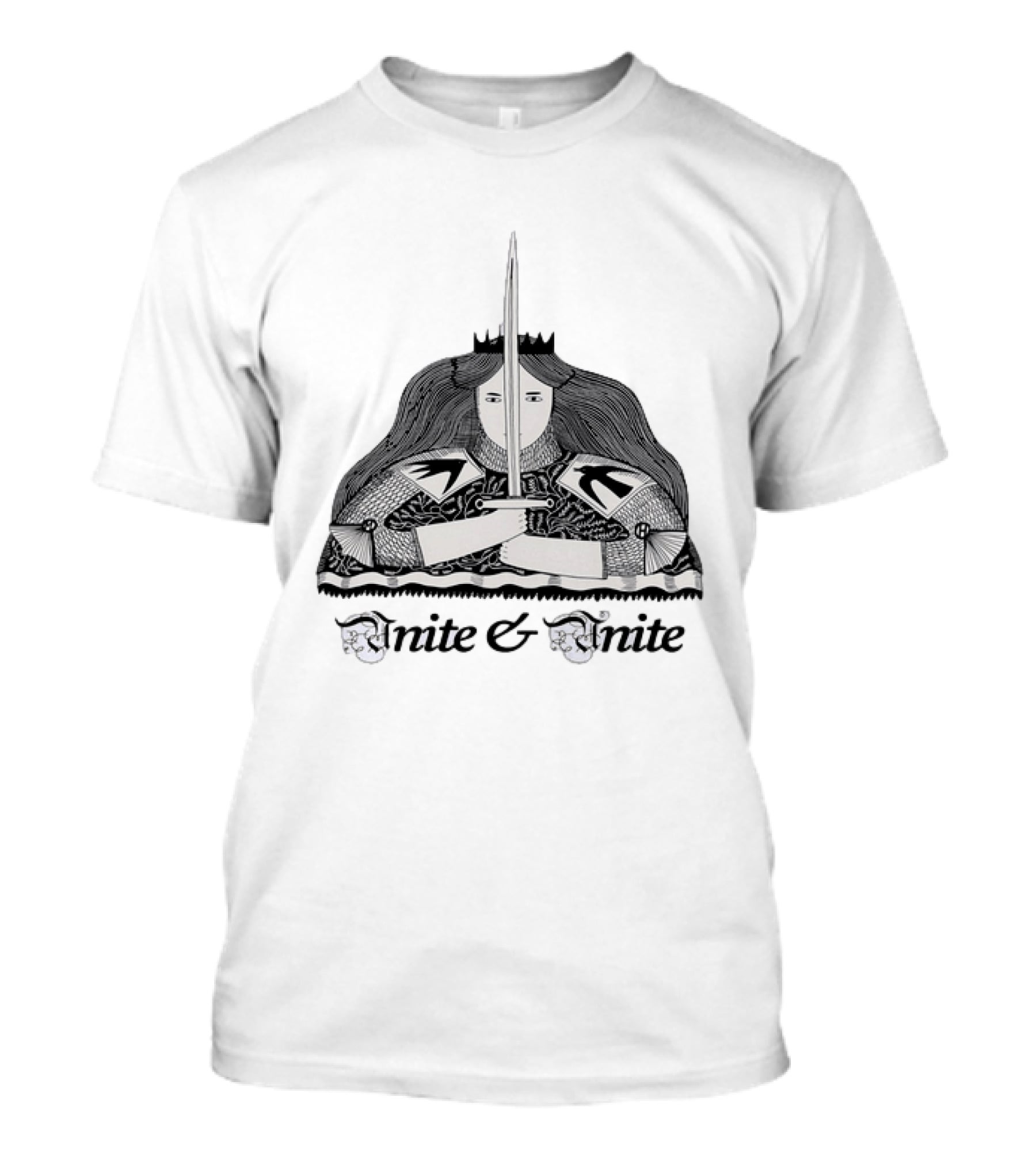 Unite And Unite Queen With Sword Medieval Armor Holding Blade T-Shirt