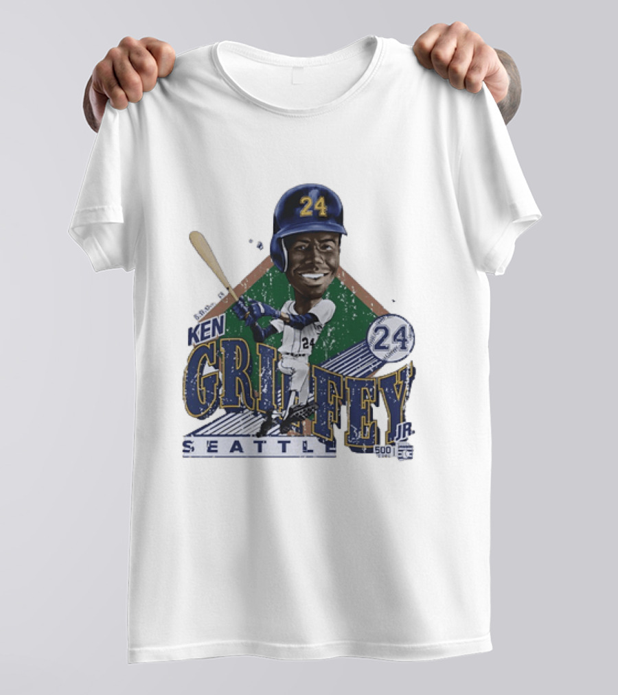 Ken Griffey Jr 24 Seattle Mariners 500 HR Club Distressed T-Shirt