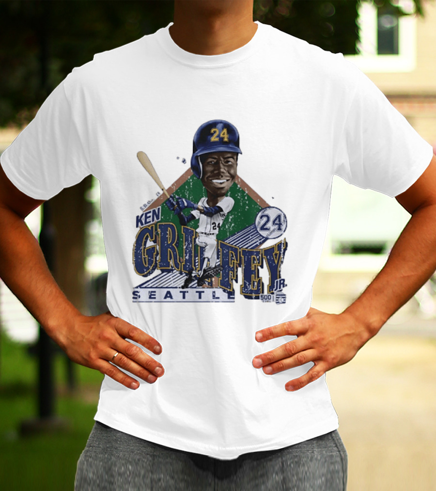 Ken Griffey Jr 24 Seattle Mariners 500 HR Club Distressed T-Shirt