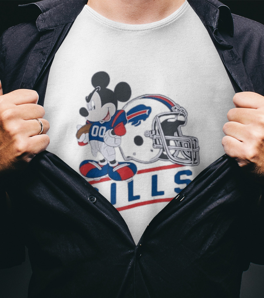 Mickey Mouse Buffalo Bills 00 Jersey Football Helmet T-Shirt