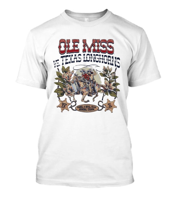 Ole Miss Vs Texas Longhorns Darrell K Royal Texas Memorial Stadium Austin TX October 2026 T-Shirt