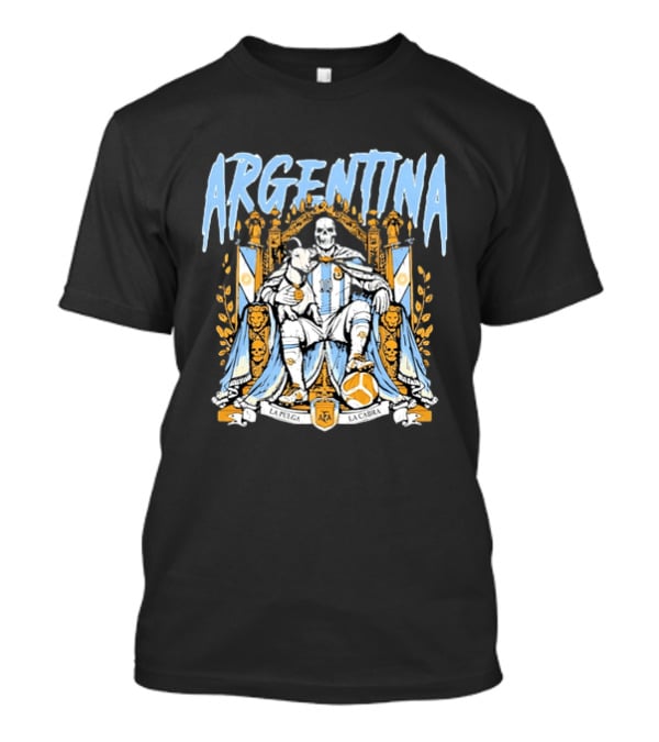 Argentina Lionel Messi La Pulga La Cabra Goat Skeleton Throne AFA Soccer T-Shirt