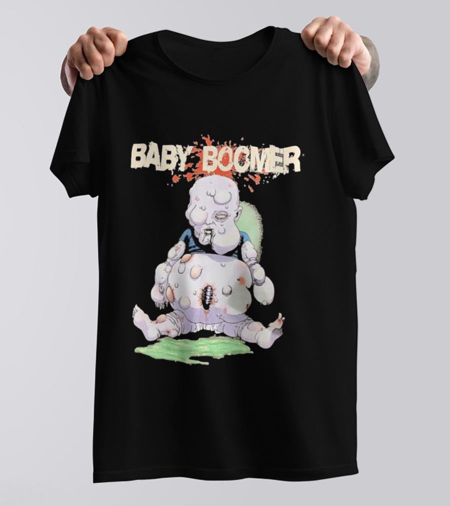 Baby Boomer Zombie Mutant Infant Horror Creepy Cartoon Character Rugged T-Shirt