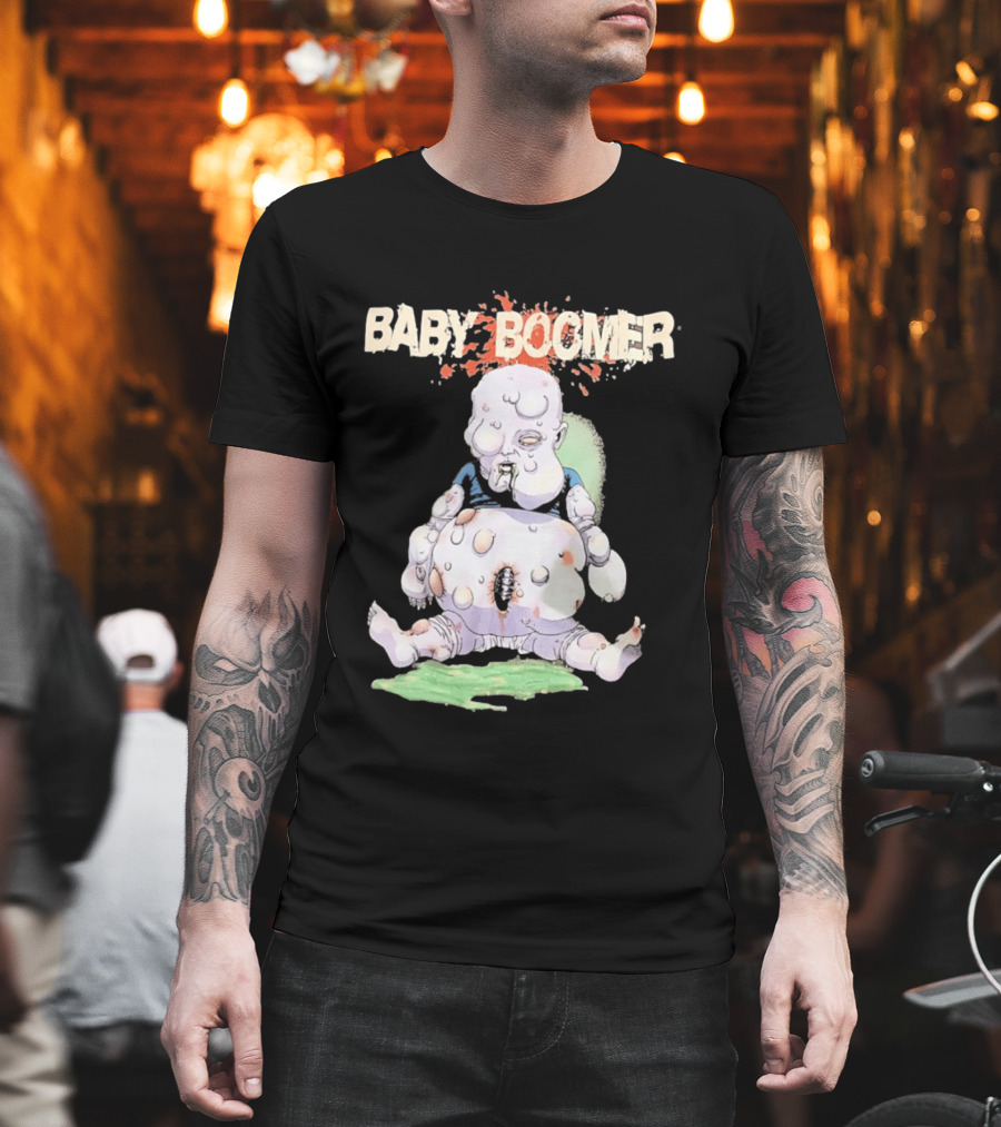 Baby Boomer Zombie Mutant Infant Horror Creepy Cartoon Character Rugged T-Shirt