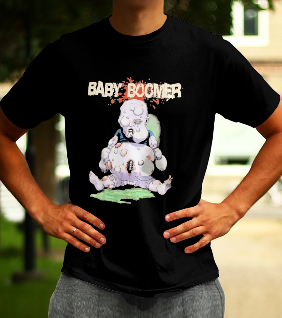 Baby Boomer Zombie Mutant Infant Horror Creepy Cartoon Character Rugged T-Shirt