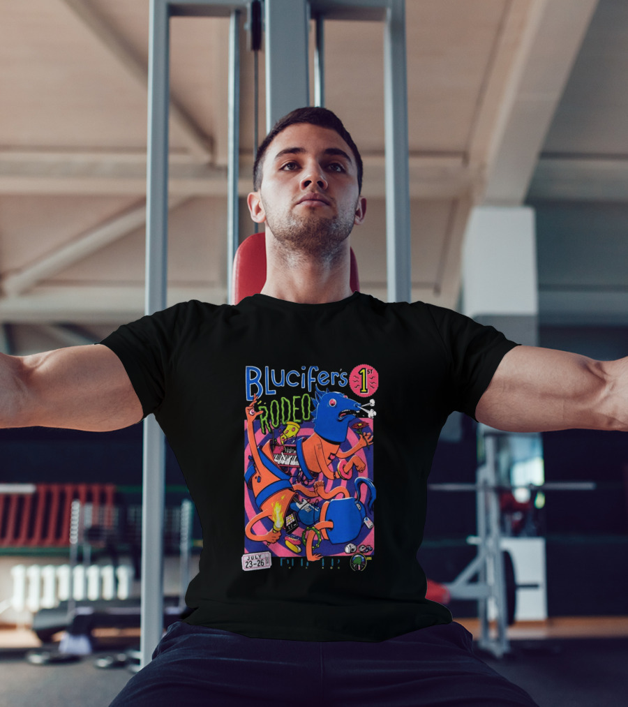 Blucifer's First Rodeo Denver CO July 23 26 2026 Colorful Cartoon T-Shirt