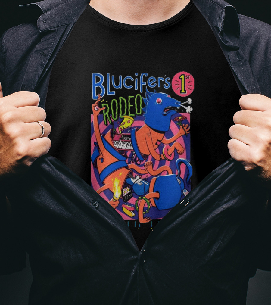 Blucifer's First Rodeo Denver CO July 23 26 2026 Colorful Cartoon T-Shirt