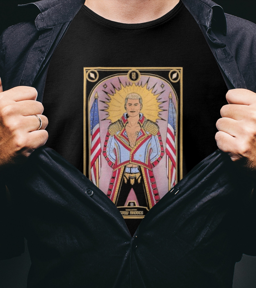 Cody Rhodes WWE Tarot Card With American Flags And Sunburst T-Shirt