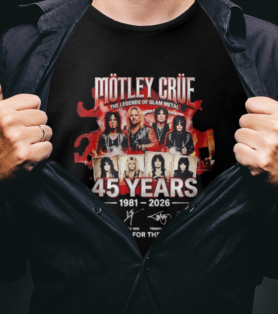 Mötley Crüe The Legends Of Glam Metal 45 Years 1981 2026 Thank You For The Memories T-Shirt
