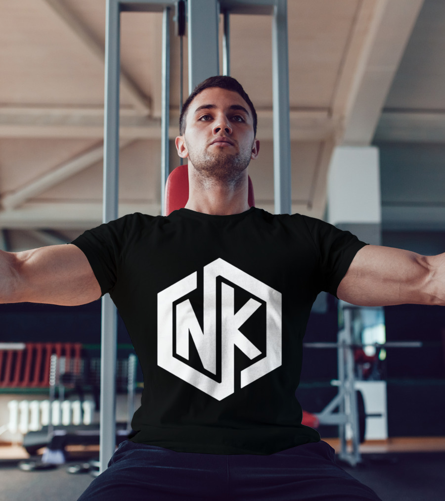 NK Minimalist Hexagon Symbol White Marble Effect T-Shirt
