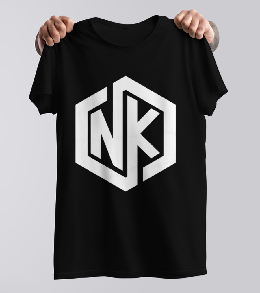 NK Minimalist Hexagon Symbol White Marble Effect T-Shirt