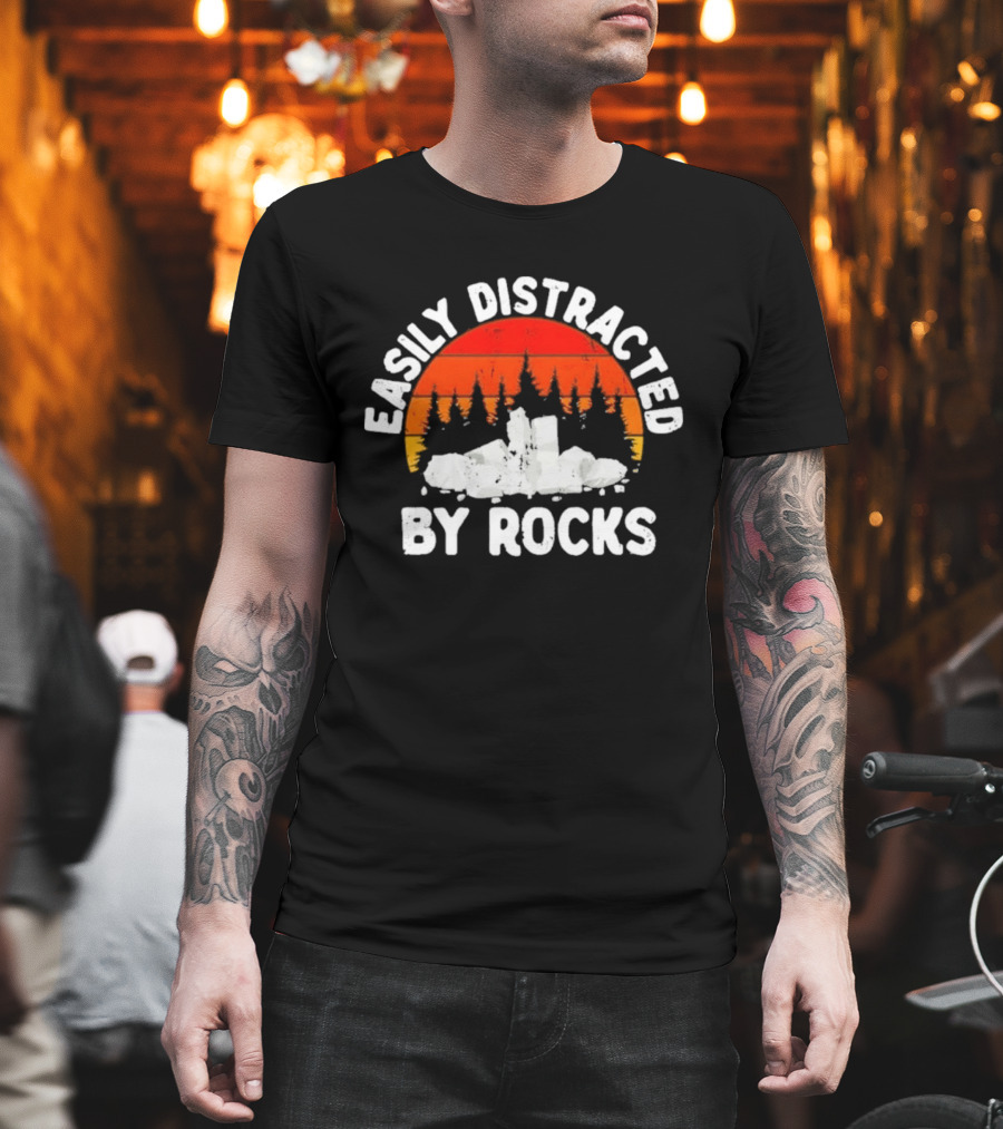 Easily Distracted By Rocks Geologists Forest Sunset T-Shirt