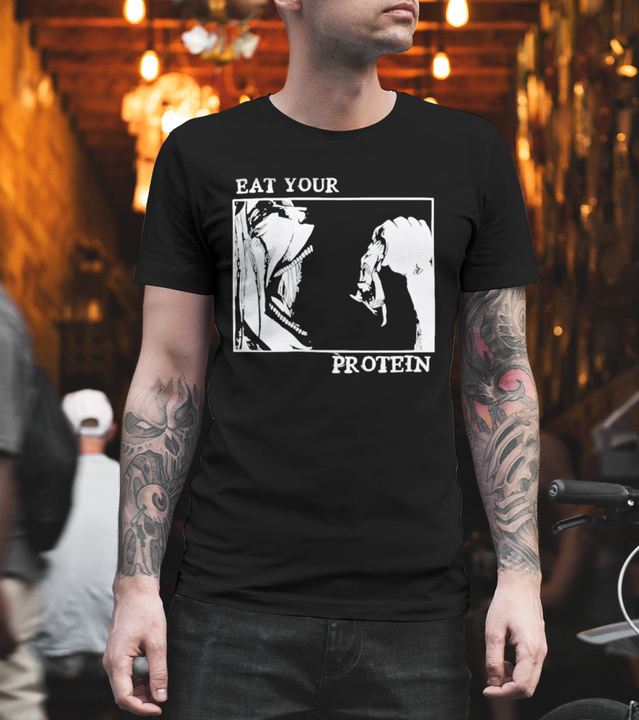 Eat Your Protein Beast Devouring Prey Fierce Motivation T-Shirt