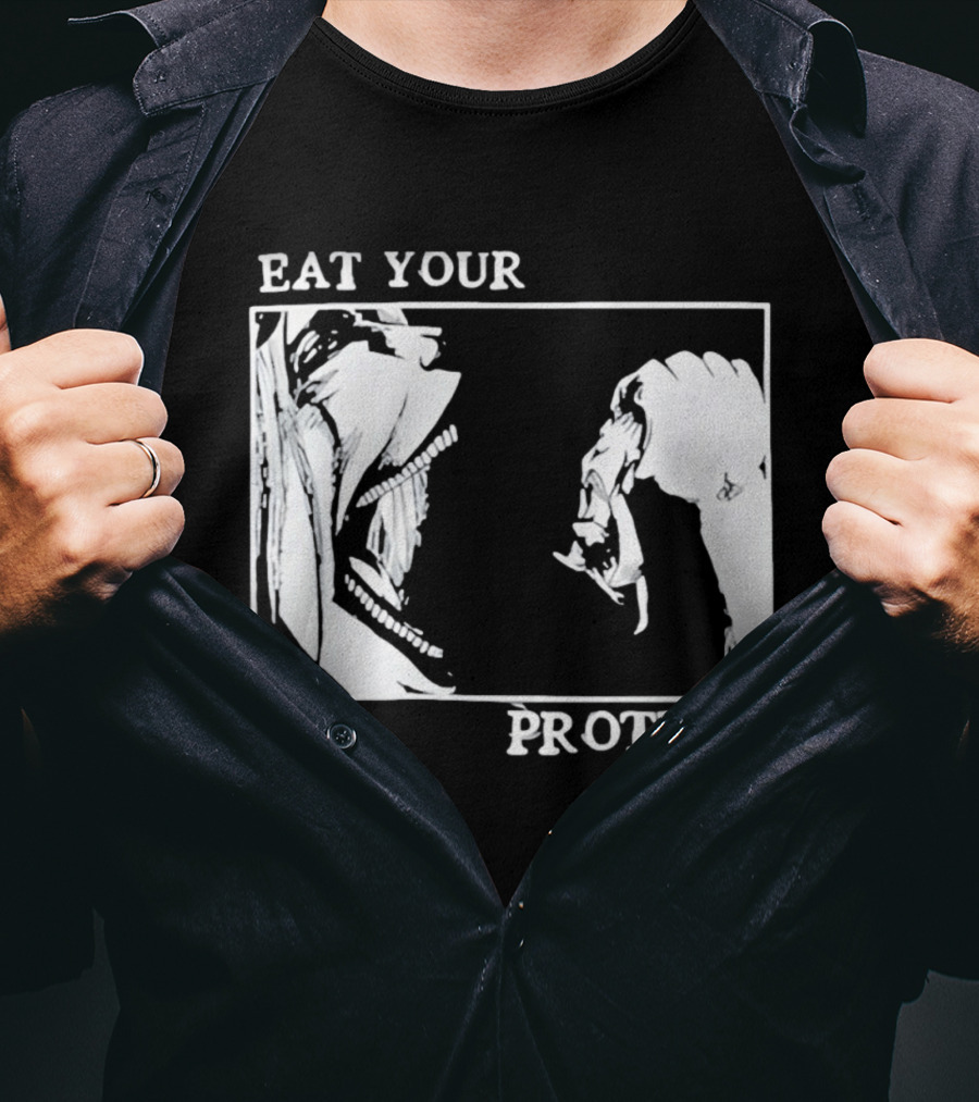 Eat Your Protein Beast Devouring Prey Fierce Motivation T-Shirt