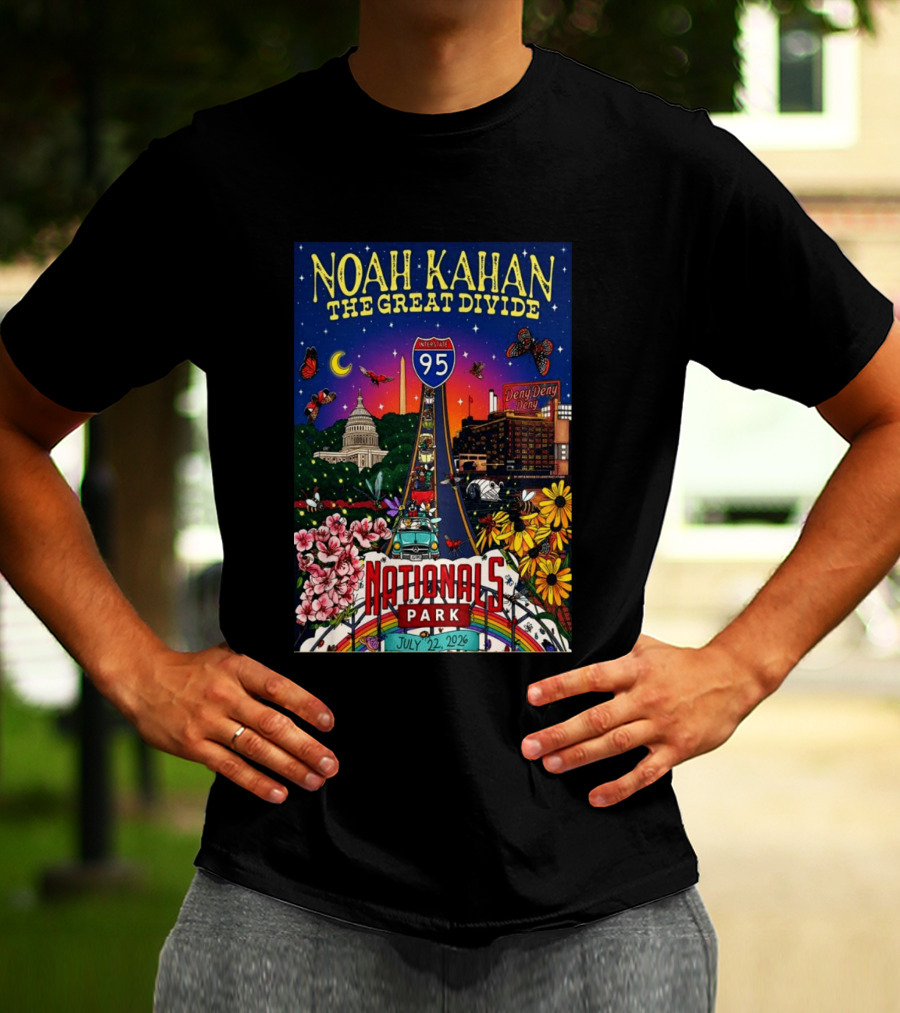 Noah Kahan The Great Divide Nationals Park July 22 2026 Washington D C Interstate 95 Capitol Flowers Butterflies T-Shirt