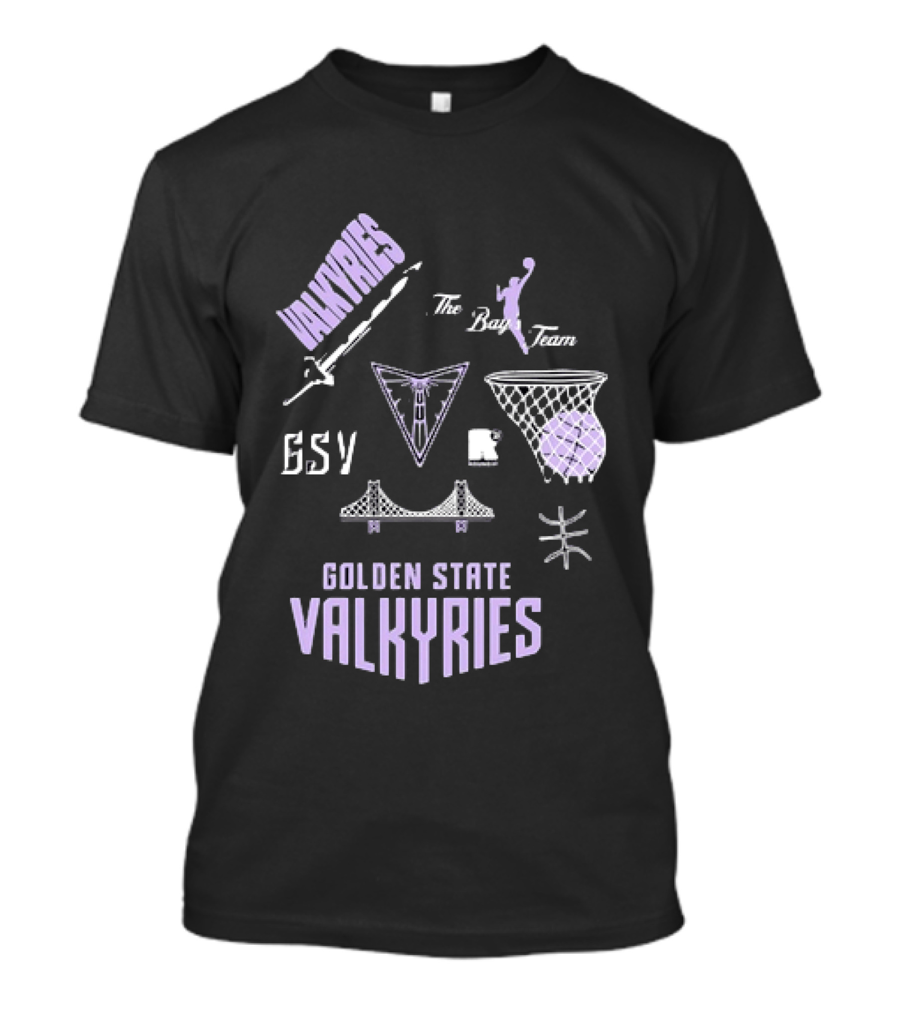 Golden State Valkyries The Bay's Team Basketball Collage GSV Bridge Sword T-Shirt