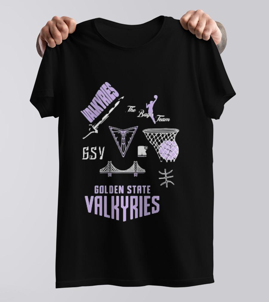 Golden State Valkyries The Bay's Team Basketball Collage GSV Bridge Sword T-Shirt