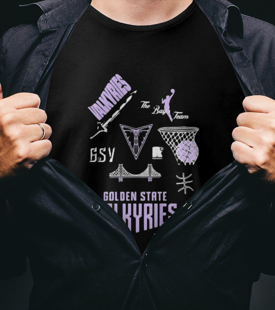 Golden State Valkyries The Bay's Team Basketball Collage GSV Bridge Sword T-Shirt