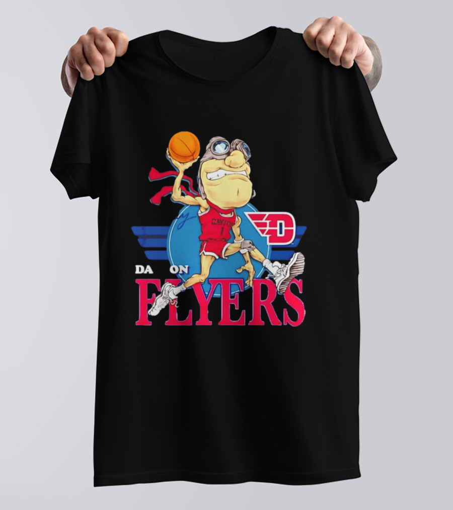 Dayton Flyers Rudy Dunking Basketball Cartoon T-Shirt