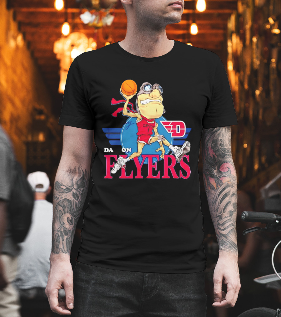 Dayton Flyers Rudy Dunking Basketball Cartoon T-Shirt