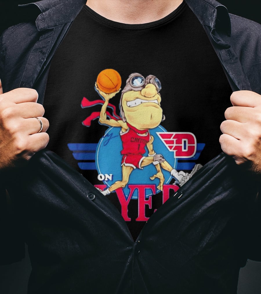 Dayton Flyers Rudy Dunking Basketball Cartoon T-Shirt