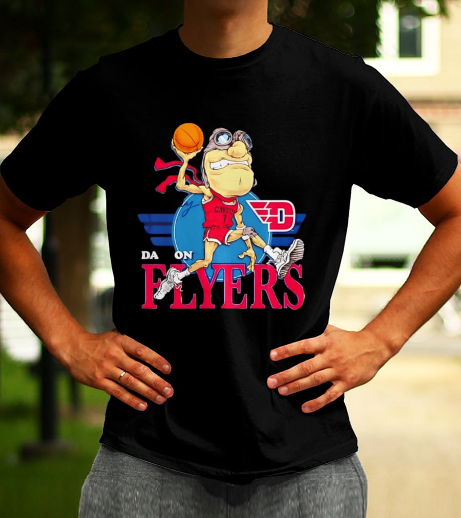 Dayton Flyers Rudy Dunking Basketball Cartoon T-Shirt