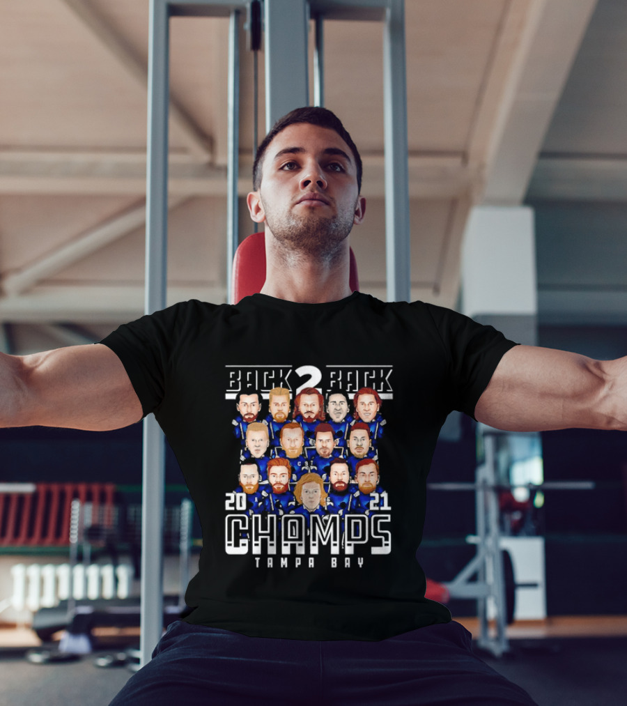 Tampa Bay Lightning Back 2 Back 2021 Champs Team T-Shirt