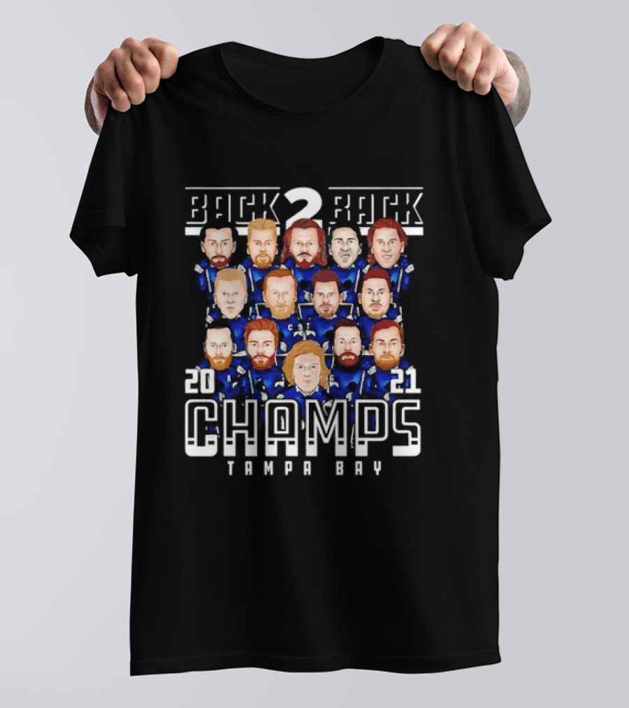 Tampa Bay Lightning Back 2 Back 2021 Champs Team T-Shirt