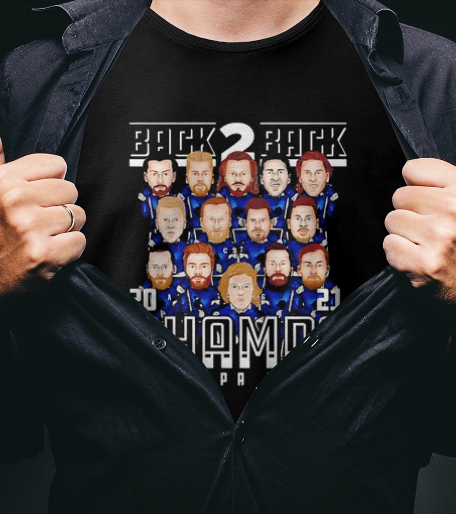 Tampa Bay Lightning Back 2 Back 2021 Champs Team T-Shirt