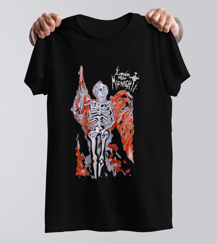 London After Midnight Skeleton Angel Gothic Band Winged Skeleton T-Shirt